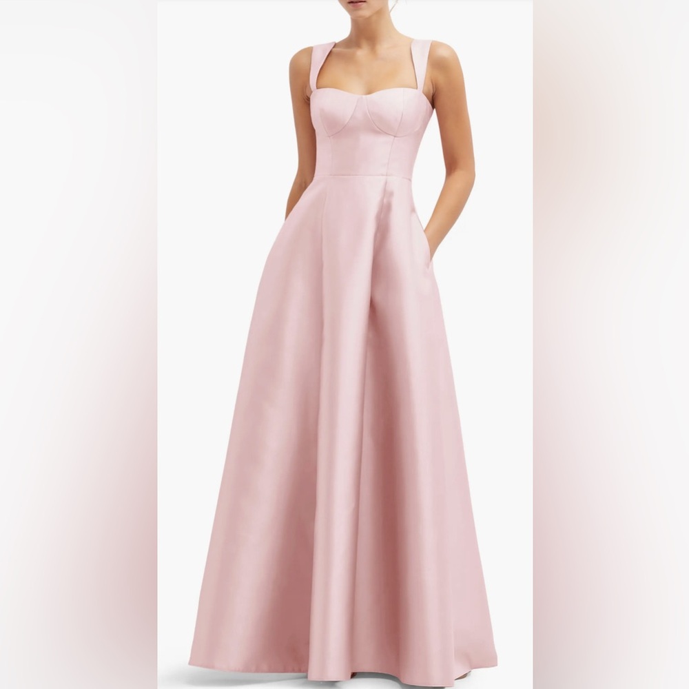 ALFRED SUNG Bustier Tie Back Gown 
PINK